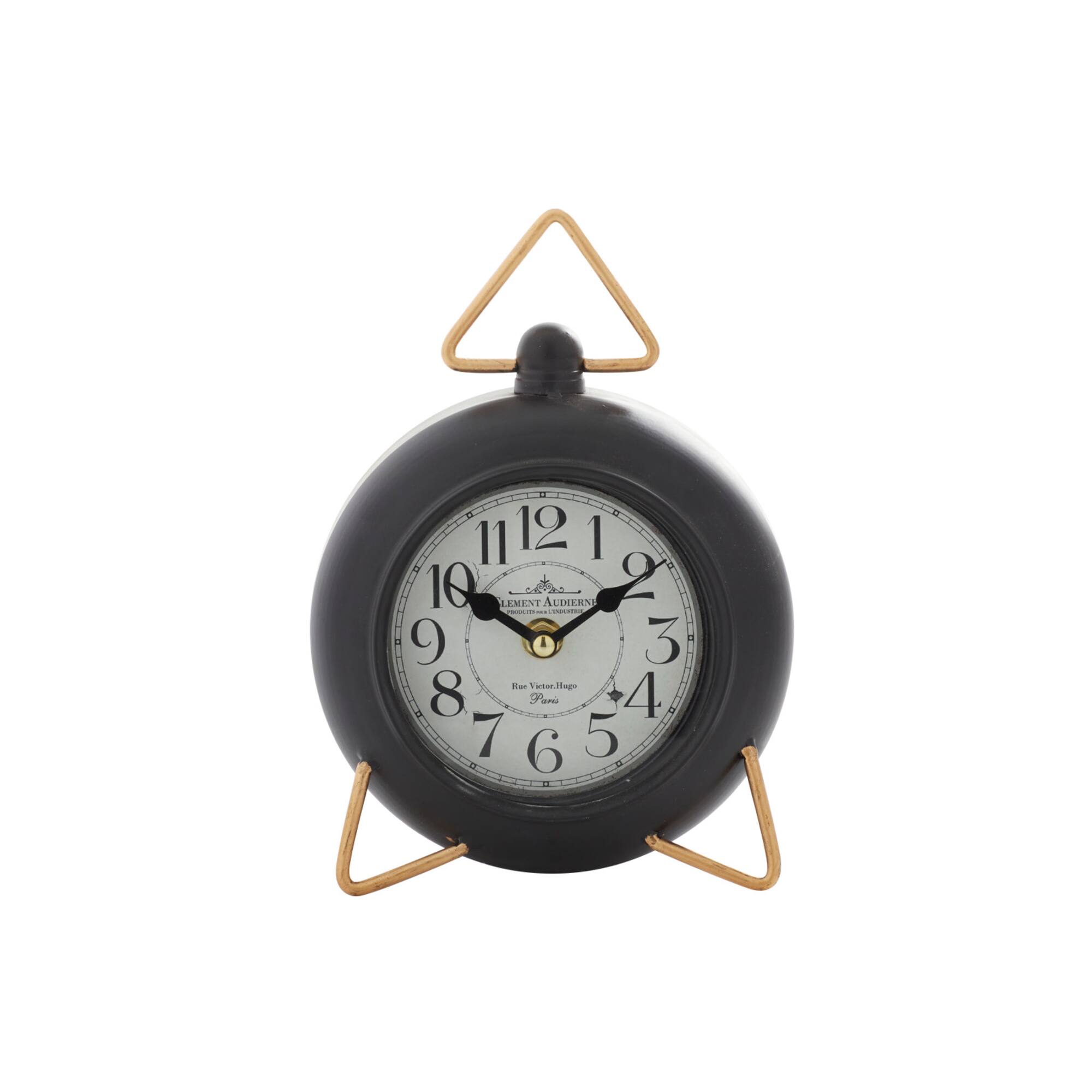 9" Black Metal Farmhouse Table Clock